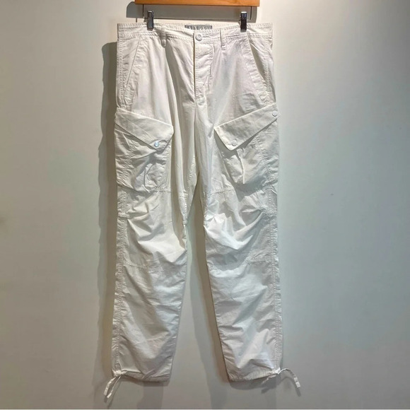 A/X Sz 32W Multi Pockets Button Fly Drawstring Hem 100% Cotton Cargo Pants - Picture 1 of 15